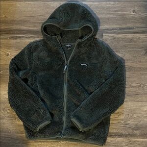 Eddie Bauer Dark Green Plush Zip Hoodie